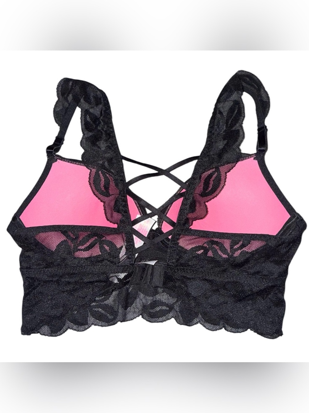 PINK Victoria's Secret Black Lace Strappy Bralette - Picture 2 of 4